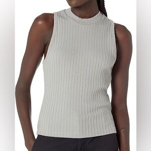 Vince gray ribbed knit mockneck sleeveless top